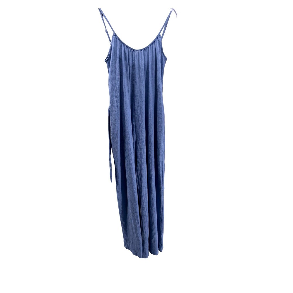 H&M Women's Jumpsuit Wide Leg Blue Textured Crepe Size Extra Small